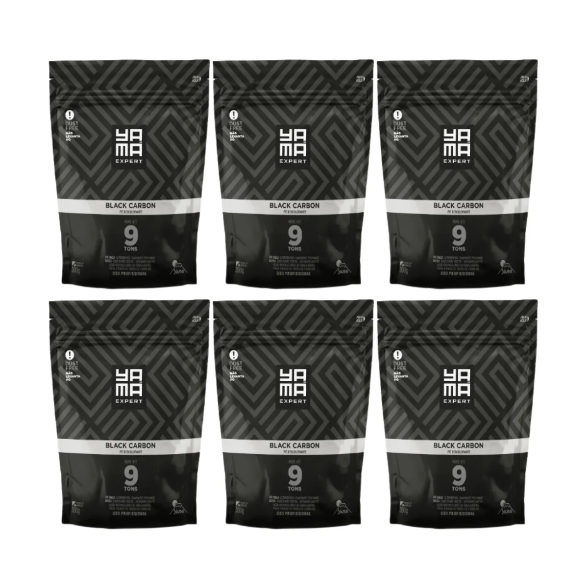 Yamá Pó Descolorante Refil Black Carbon 300g - 6 Unidades