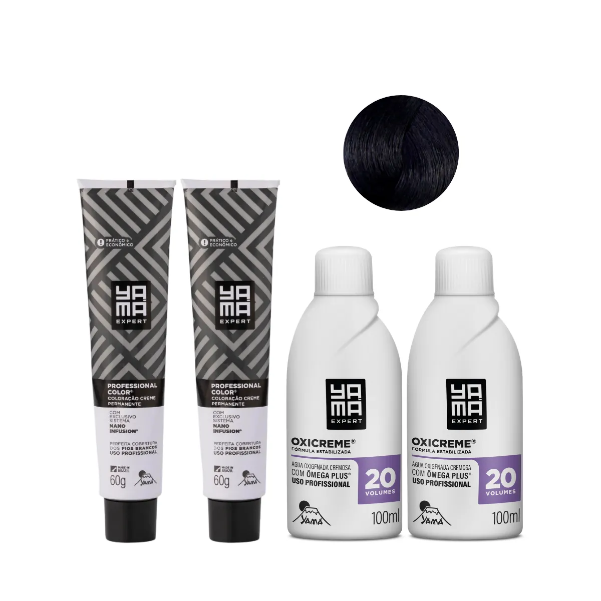 Yamá Color Nano Infusion 1.1 Preto Azulado  + OX 20V 100ml - 2 Unidades Cada | By Linda