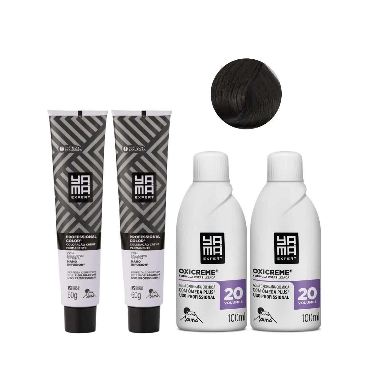 Yamá Color Nano Infusion 4.0 Castanho Médio  + OX 20V 100ml - 2 Unidades Cada | By Linda