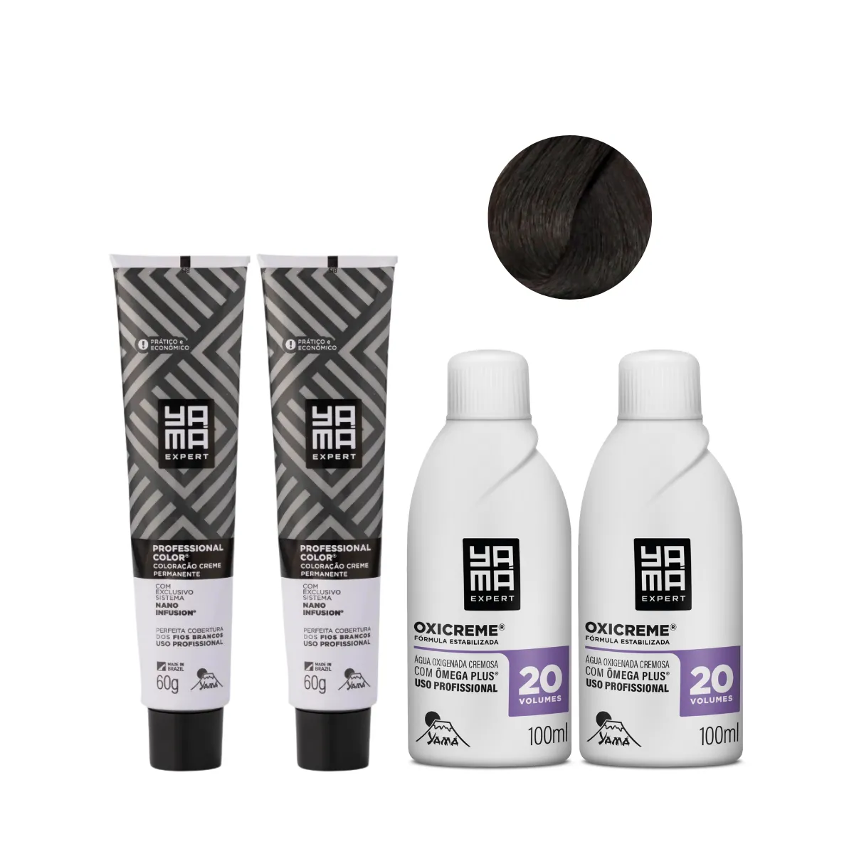 Yamá Color Nano Infusion 5.0 Castanho Claro  + OX 20V 100ml - 2 Unidades Cada | By Linda