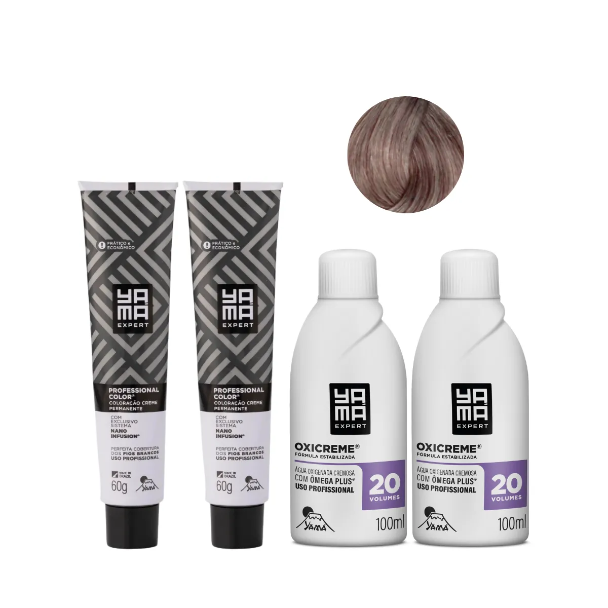 Yamá Color Nano Infusion 7.12 Loiro Médio Acinzentado Irizado  + OX 20V 100ml - 2 Unidades Cada | By Linda
