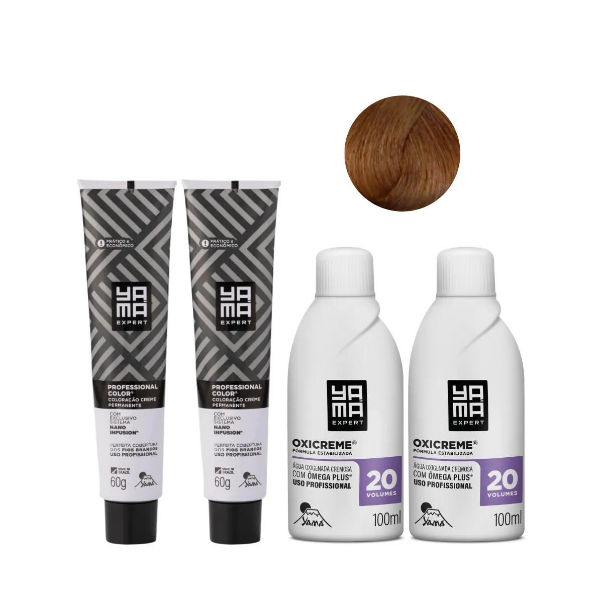 Yamá Color Nano Infusion 7.17 Loiro Médio Acinzentado Marrom  + OX 20V 100ml - 2 Unidades Cada | By Linda