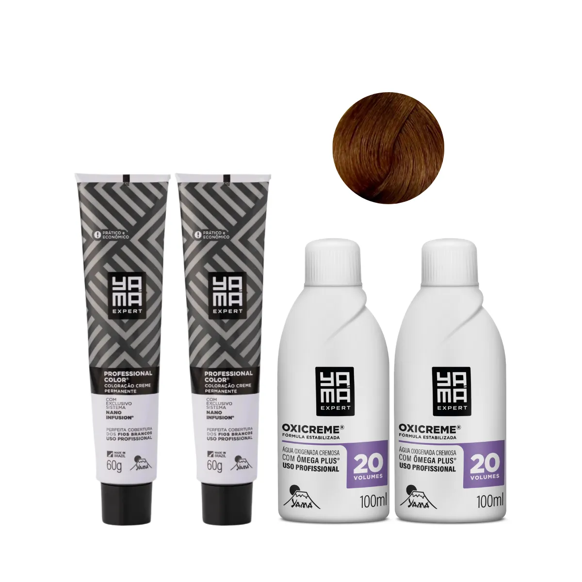 Yamá Color Nano Infusion 7.31 Loiro Médio Dourado Acinzentado  + OX 20V 100ml - 2 Unidades Cada | By Linda