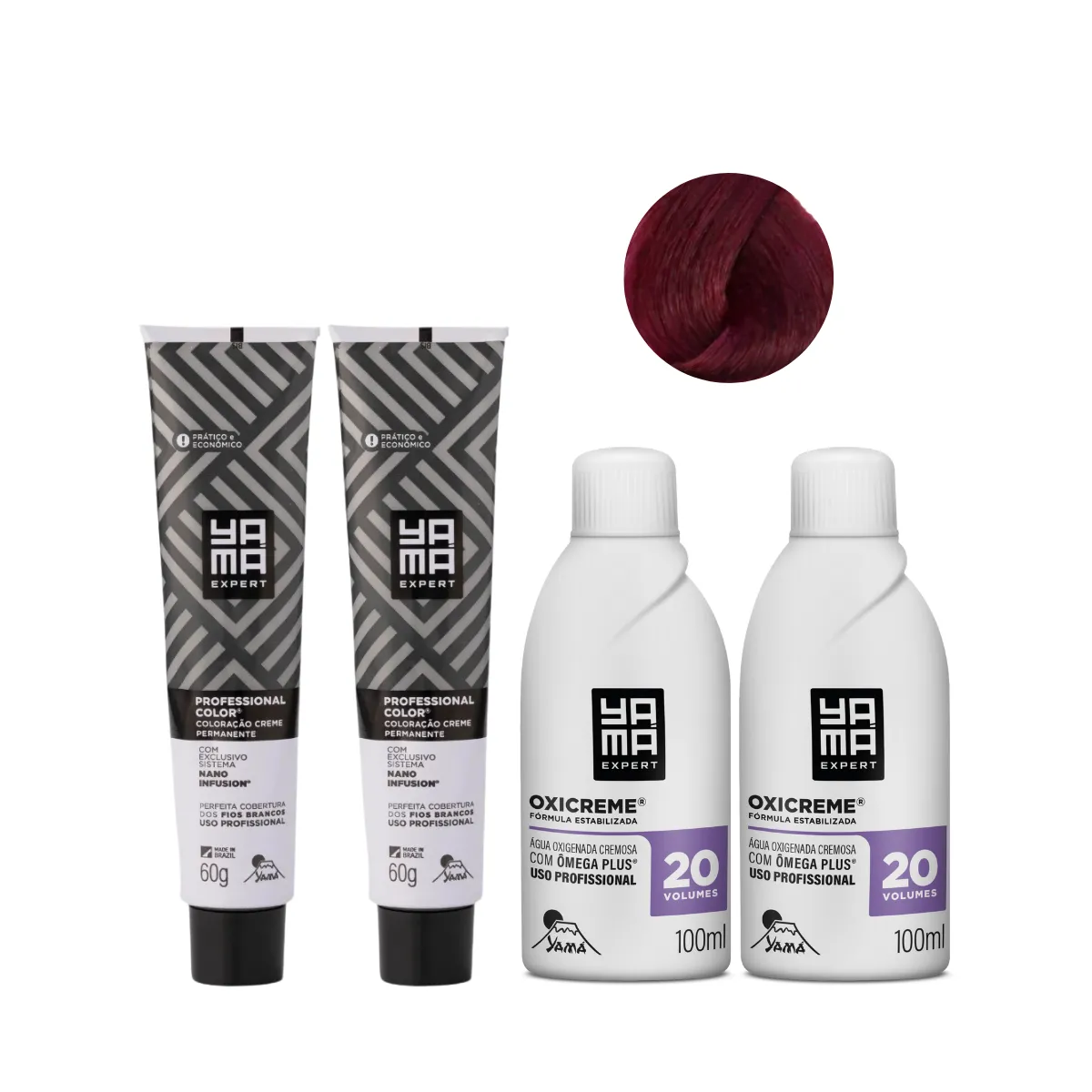 Yamá Color Nano Infusion 8.26 Loiro Claro Irisado Avermelhado Marsala  + OX 20V 100ml - 2 Unidades Cada | By Linda