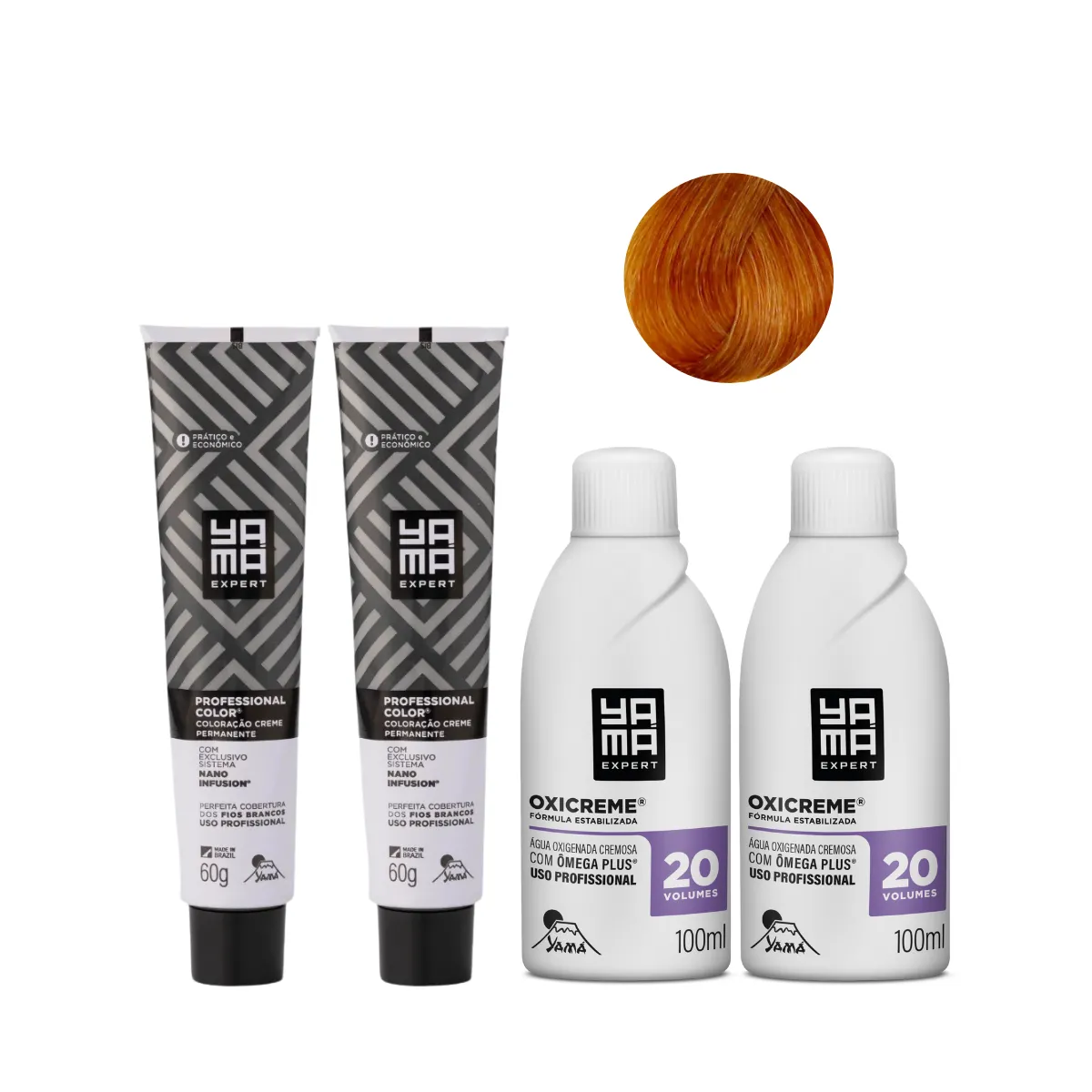 Yamá Color Nano Infusion 8.34 Loiro Claro Dourado Acobreado  + OX 20V 100ml - 2 Unidades Cada | By Linda