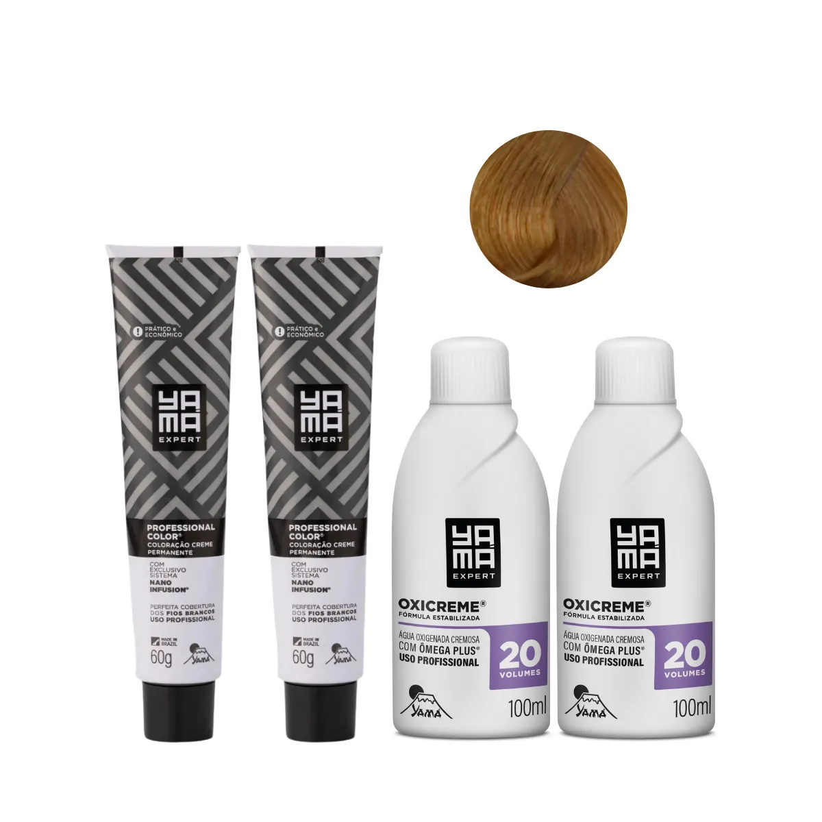 Yamá Color Nano Infusion 8.7 Loiro Claro Marrom  + OX 20V 100ml - 2 Unidades Cada | By Linda