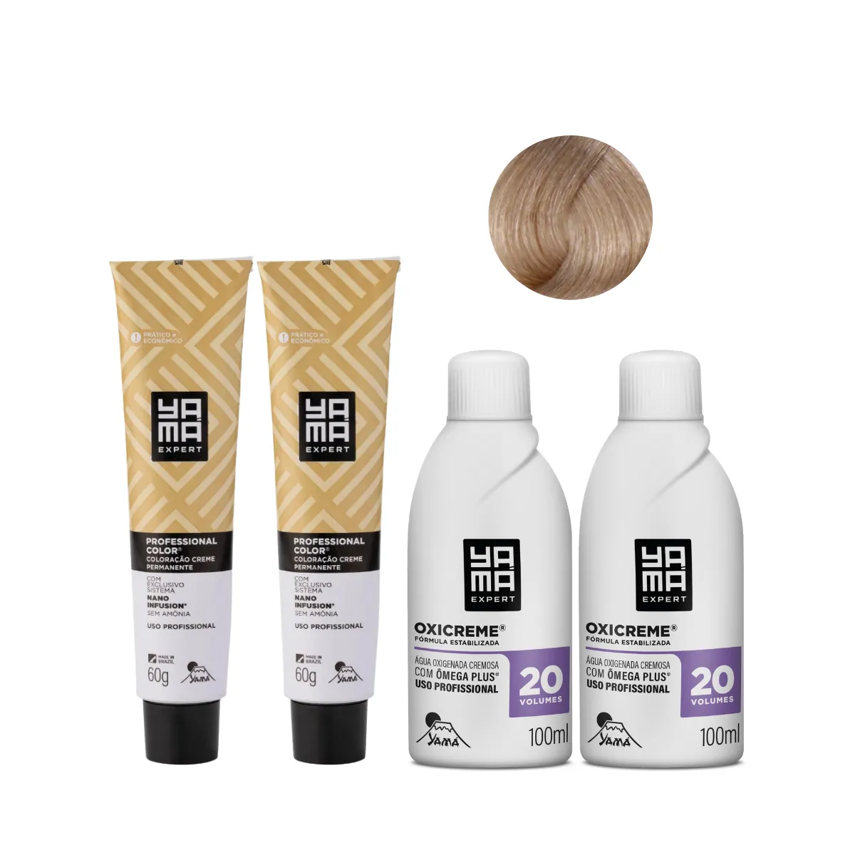 Yamá Color Nano Infusion 8.89 Loiro Claro Perola  + OX 20V 100ml - 2 Unidades Cada | By Linda