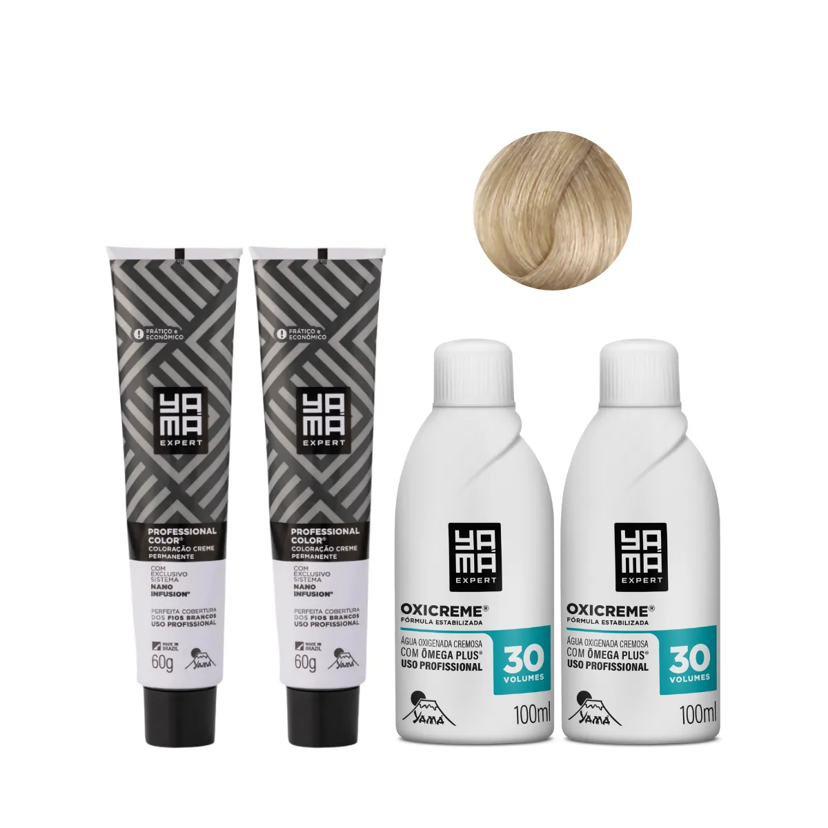 Yamá Color Nano Infusion 10.1 Loiro Clarissimo Acinzentado  + OX 30V 100ml - 2 Unidades Cada | By Linda