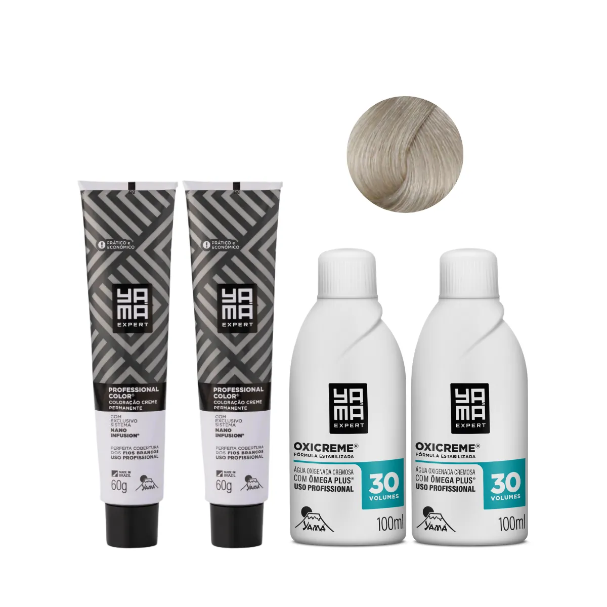 Yamá Color Nano Infusion 12.11 Loiro Extra Claro Cinza Intenso  + OX 30V 100ml - 2 Unidades Cada | By Linda