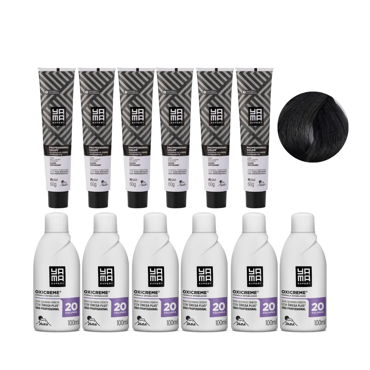 Yamá Color Nano Infusion 3.0 Castanho Escuro  + OX 20V 100ml - 6 Unidades Cada | By Linda