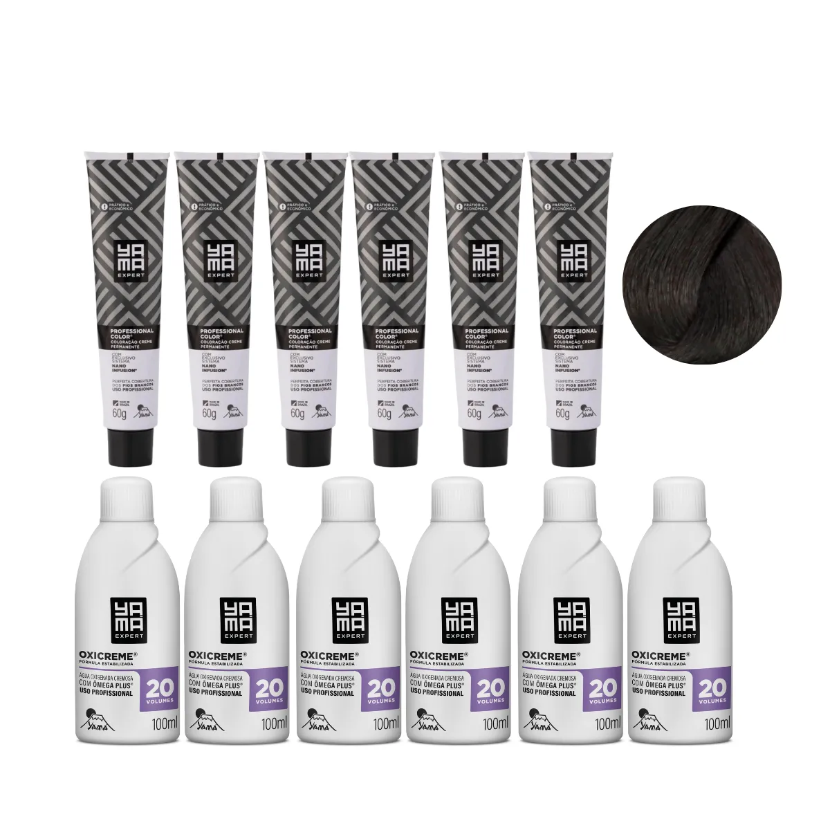 Yamá Color Nano Infusion 5.1 Castanho Claro Acinzentado  + OX 20V 100ml - 6 Unidades Cada | By Linda