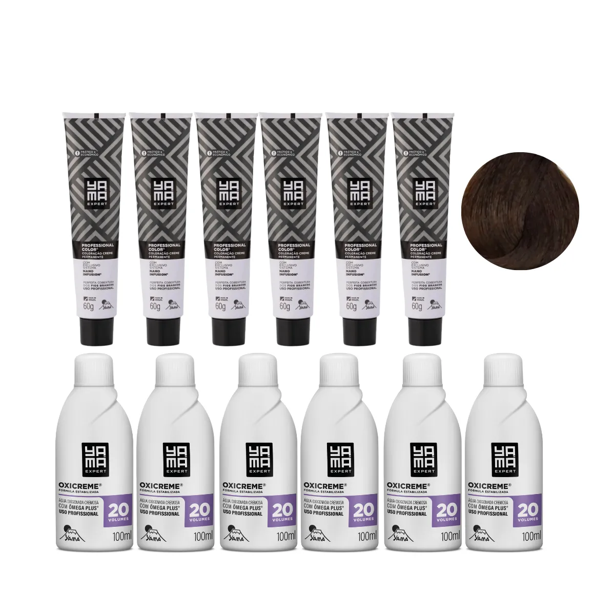 Yamá Color Nano Infusion 6.0 Loiro Escuro  + OX 20V 100ml - 6 Unidades Cada | By Linda