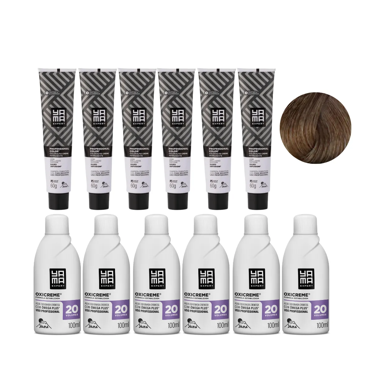 Yamá Color Nano Infusion 6.1 Loiro Escuro Acinzentado  + OX 20V 100ml - 6 Unidades Cada | By Linda