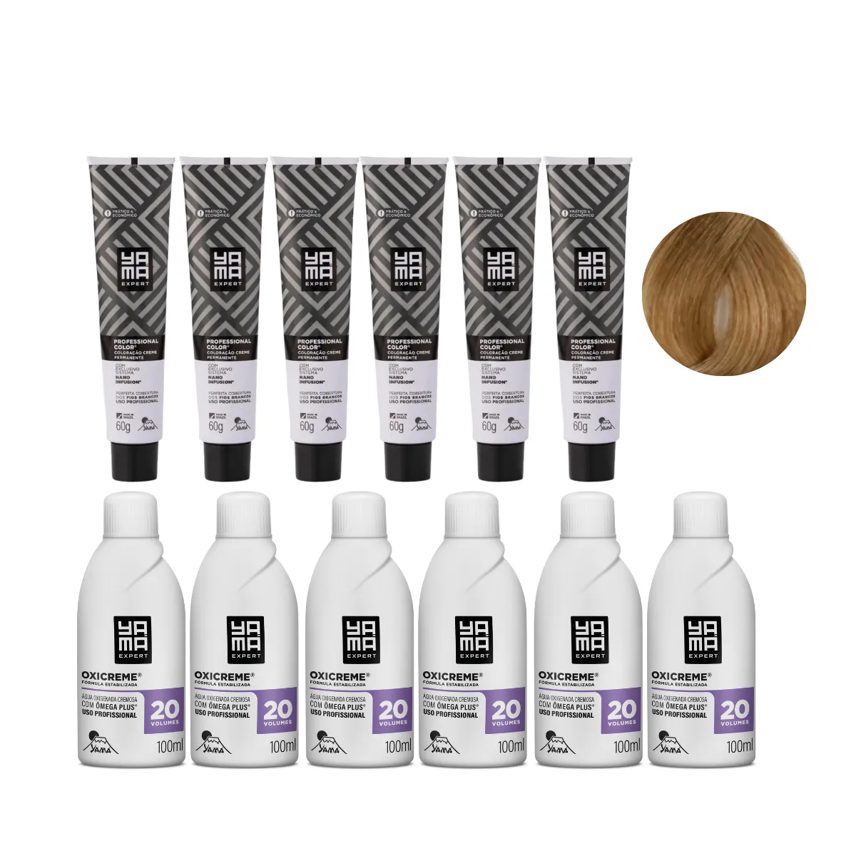 Yamá Color Nano Infusion 8.3 Loiro Claro Dourado + OX 20V 100ml - 6 Unidades Cada | By Linda