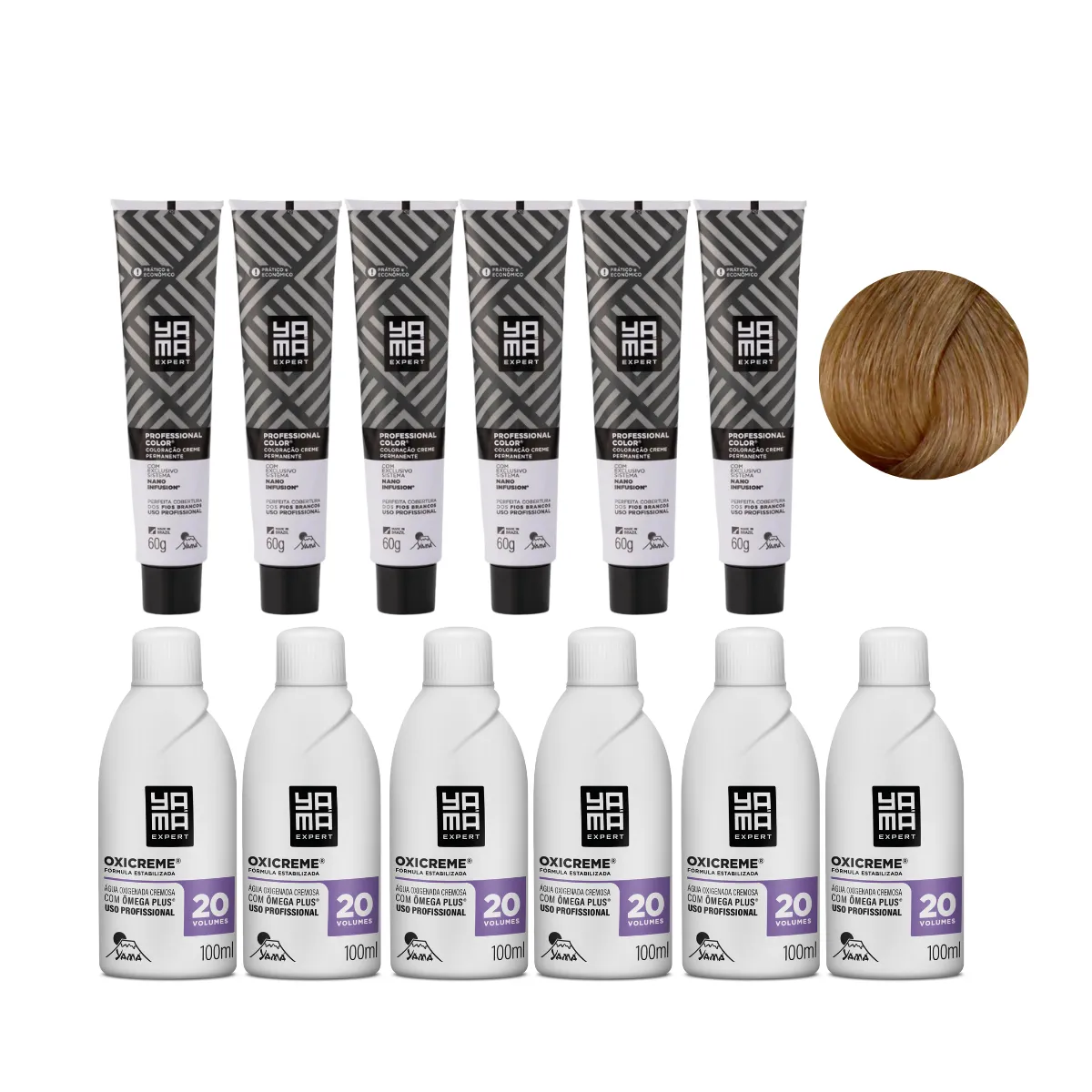 Yamá Color Nano Infusion 8.31 Loiro Claro Dourado Acinzentado  + OX 20V 100ml - 6 Unidades Cada | By Linda