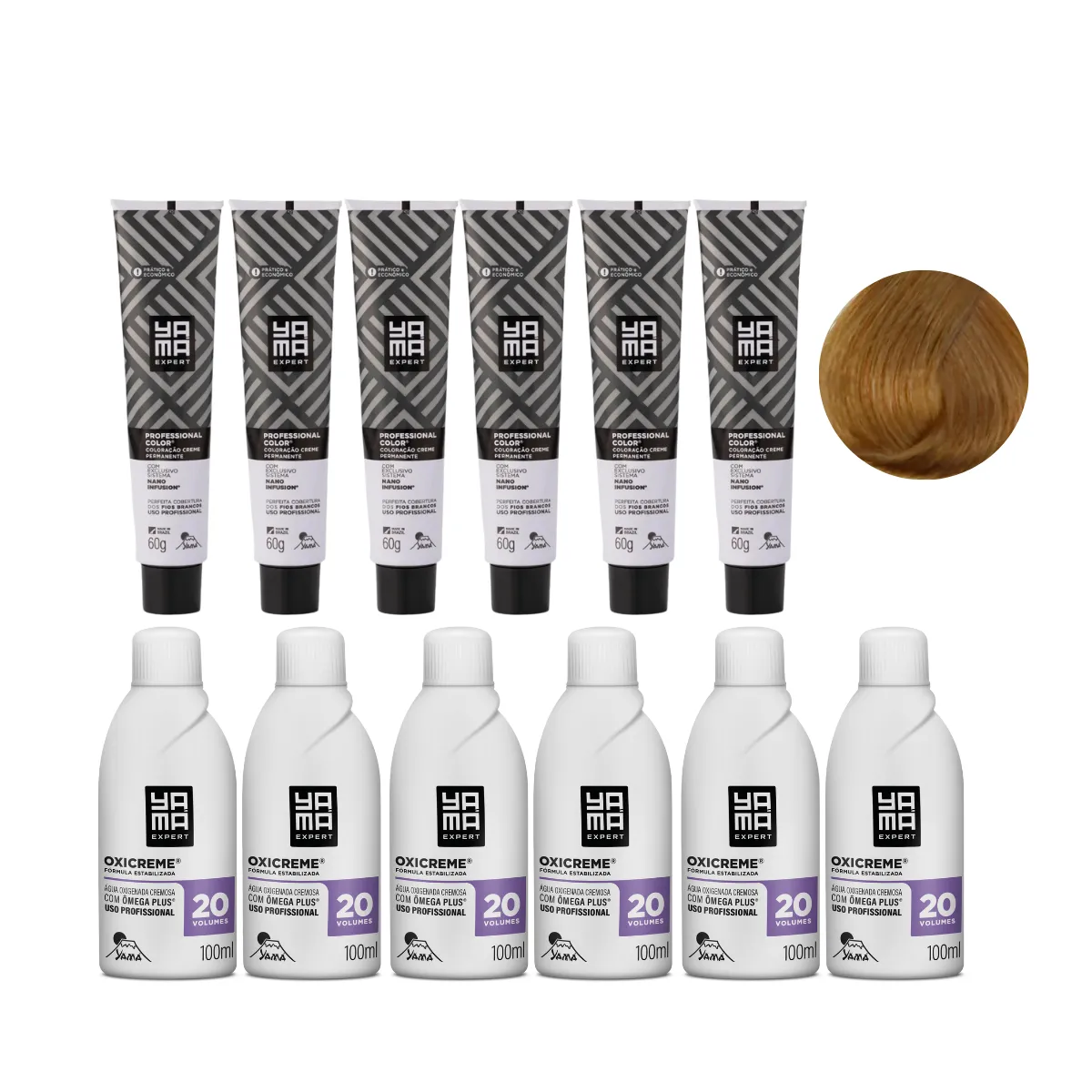 Yamá Color Nano Infusion 8.7 Loiro Claro Marrom  + OX 20V 100ml - 6 Unidades Cada | By Linda