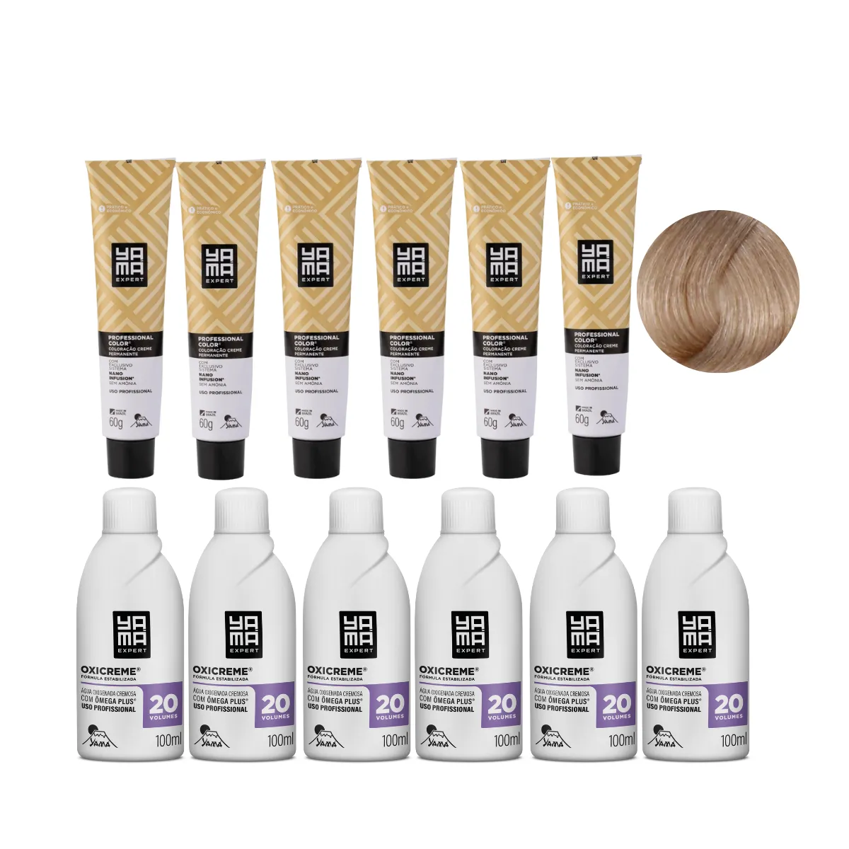 Yamá Color Nano Infusion 8.89 Loiro Claro Perola  + OX 20V 100ml - 6 Unidades Cada | By Linda