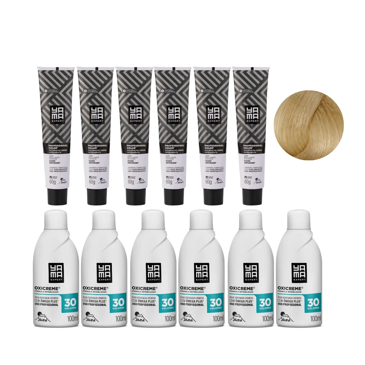 Yamá Color Nano Infusion 9.13 Loiro Muito Claro Acinzentado Dourado + OX 30V 100ml - 6 Unidades Cada | By Linda