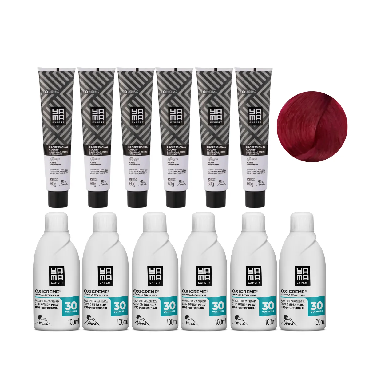 Yamá Nano Infusion 9.26 Loiro Muito Claro Irisado Avermelhado Marsala  + OX 30V 100ml - 6 Uni Cada | By Linda