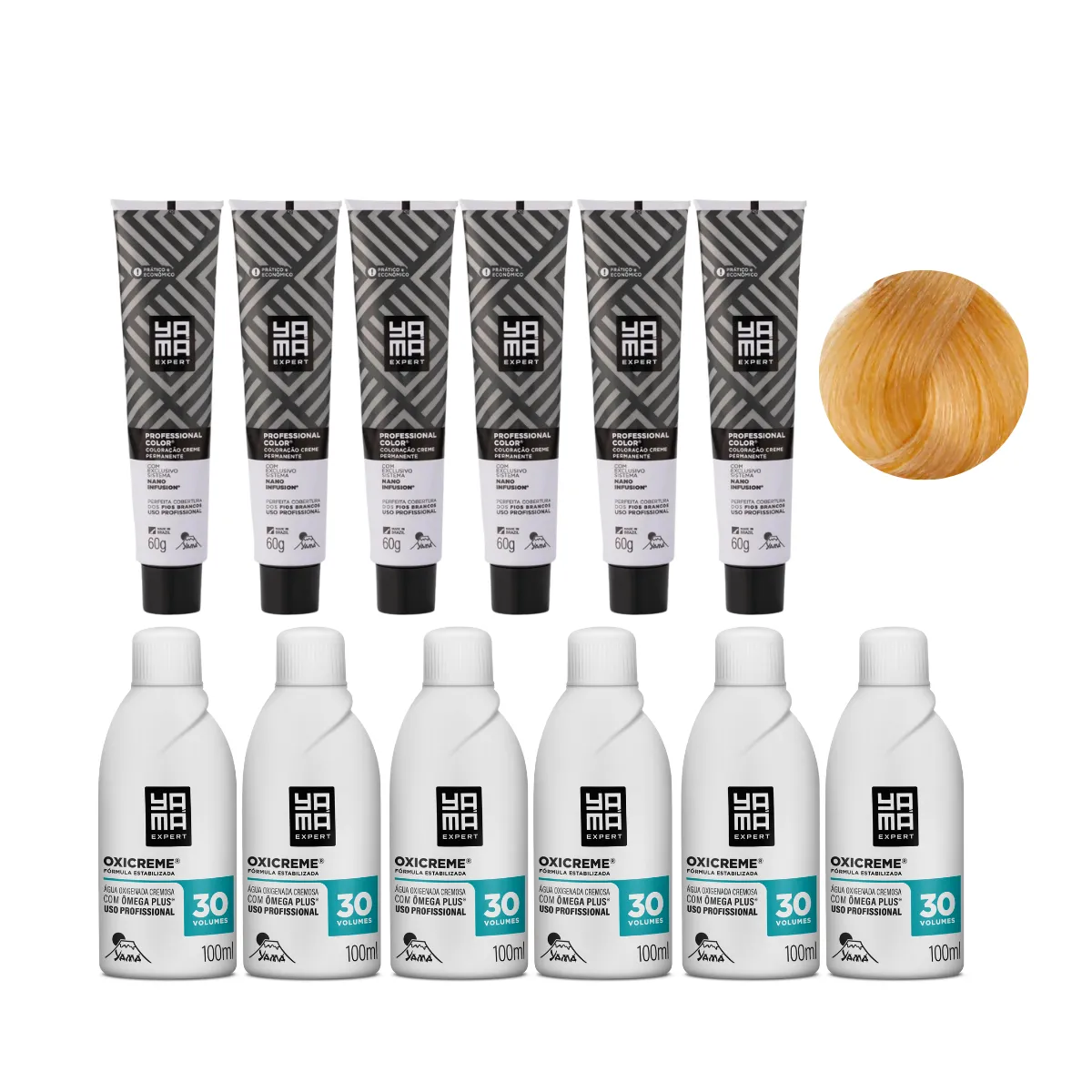 Yamá Color Nano Infusion 9.34 Loiro Muito Claro Dourado Acobreado  + OX 30V 100ml - 6 Unidades Cada | By Linda
