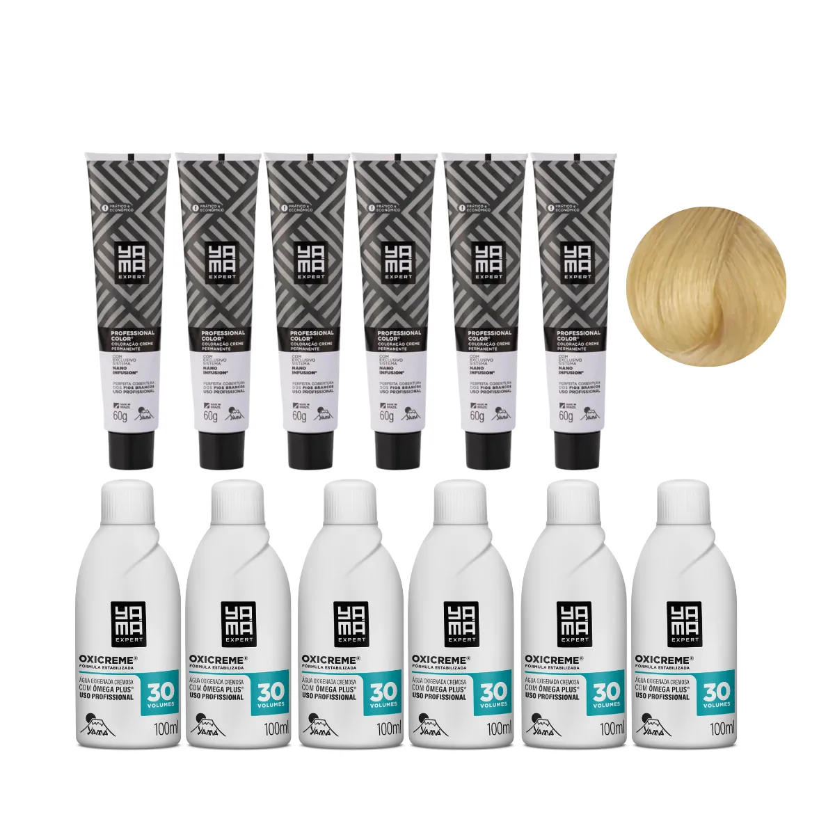 Yamá Color Nano Infusion 10.0 Loiro Clarissimo  + OX 30V 100ml - 6 Unidades Cada | By Linda