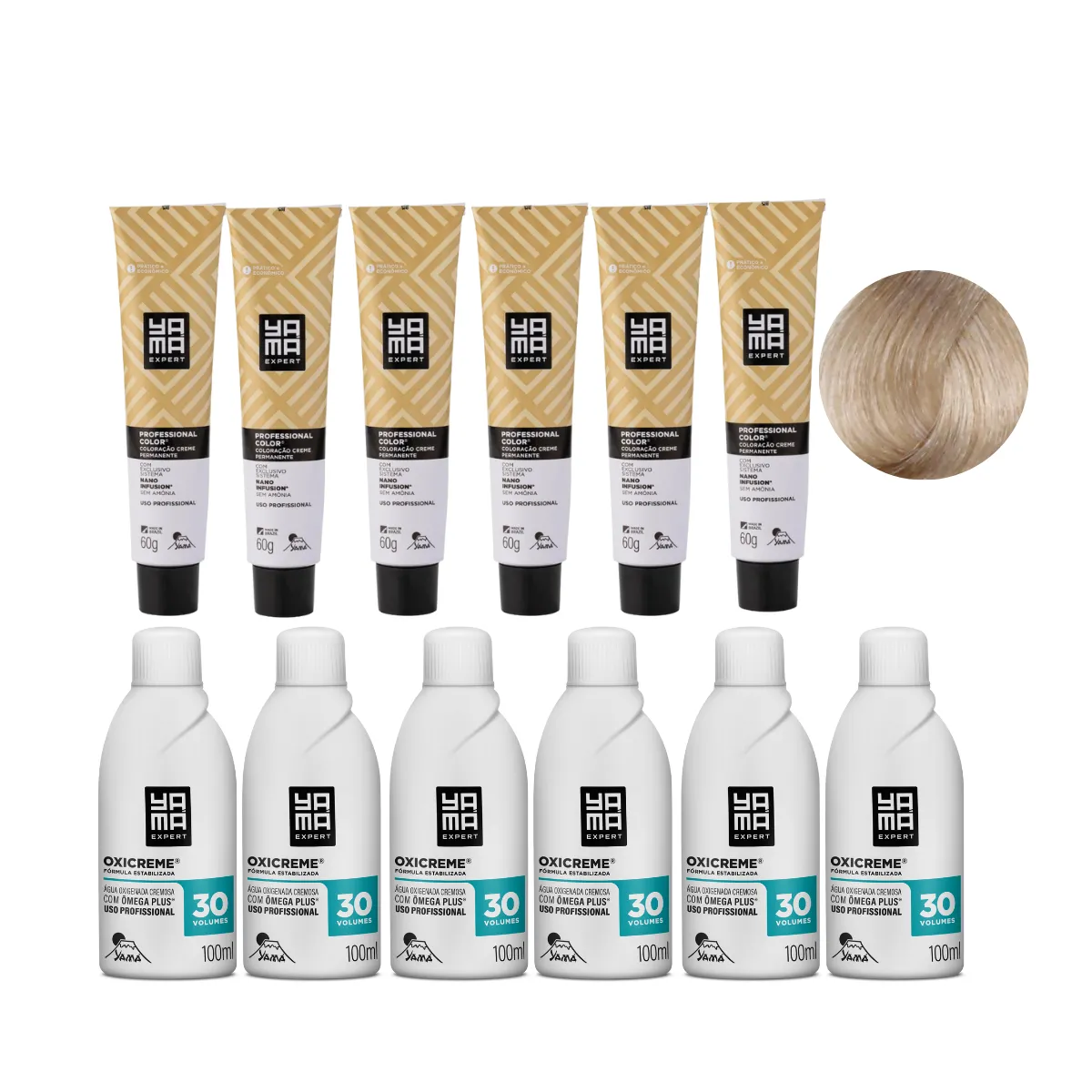 Yamá Color Nano Infusion 10.89 Loiro Clarissimo Perola  + OX 30V 100ml - 6 Unidades Cada | By Linda