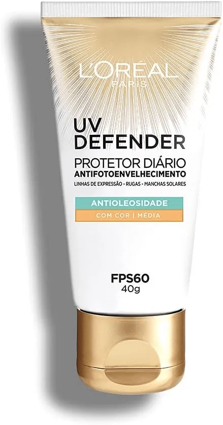 L'oréal Paris Protetor Solar Facial UV Defender Antioleosidade Cor Média FPS 60 com 40g