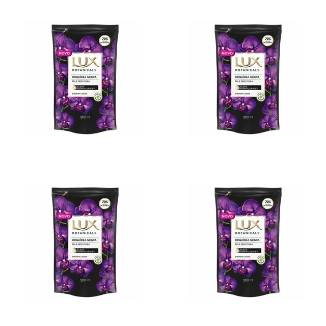 Kit c/4 Sabonetes Líquido Lux Refil 200ml Orquídea Negra