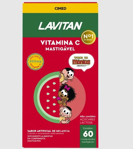 Lavitan Vitamina C Turma Da Mônica Sabor Melancia com 60 Comprimidos Mastigáveis
