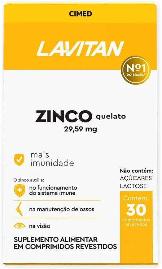 Lavitan Zinco Quelato 29,59mg com 30 Comprimidos Revestidos