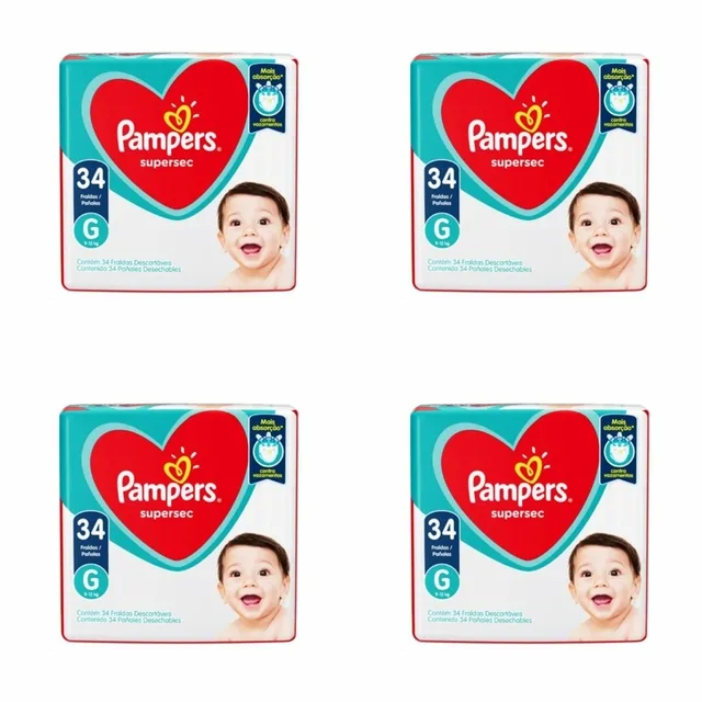 Kit 4 Fraldas Pampers Ss G 34 Unidades cada