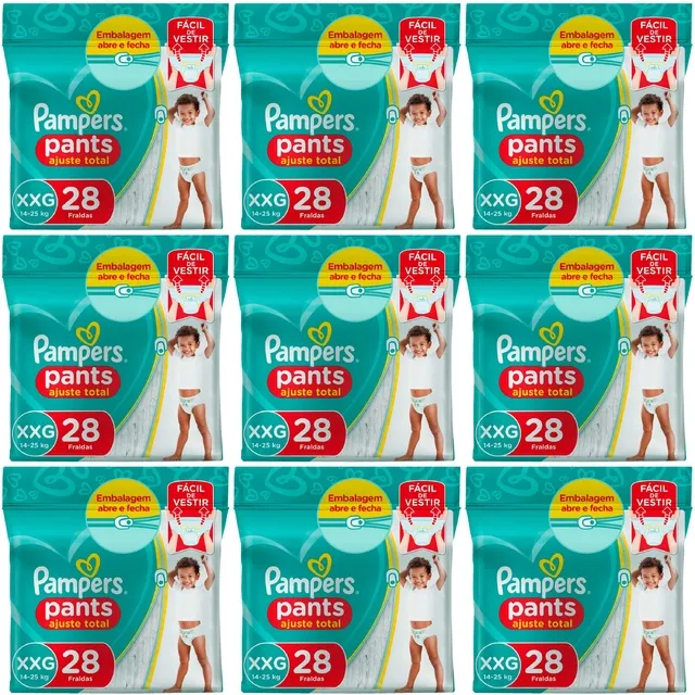 Kit 9 Fraldas Confortsec Pants ”Xxg” Pampers Simples c/28 Unidades cada