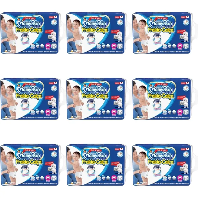 Kit 9 Fraldas Calça Mamypoko Super Seca M c/76 Unidades cada
