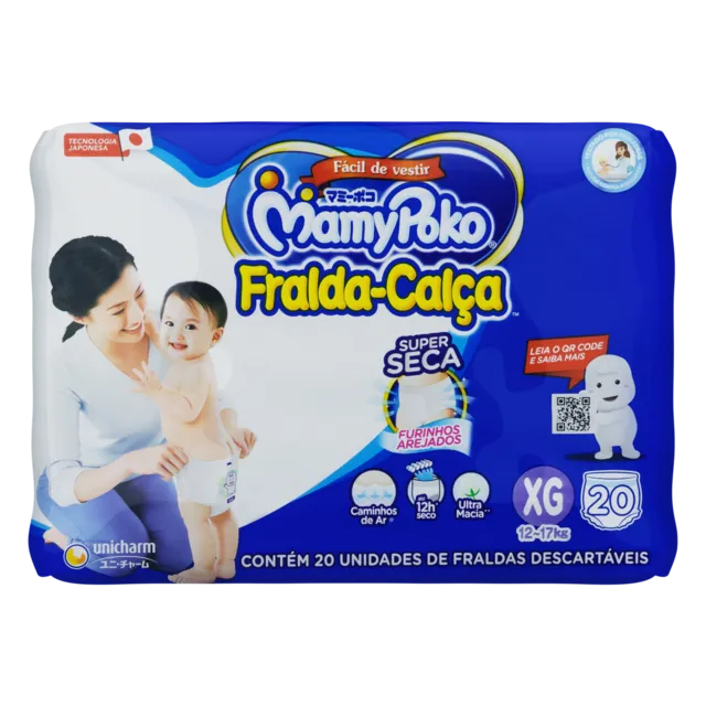Fralda Descartável Infantil Super Seca Calça MamyPoko XG Pacote 20 Unidades