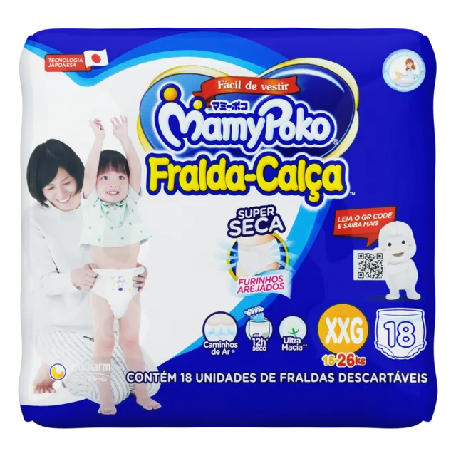 Fralda Descartável Infantil Super Seca Calça MamyPoko XXG Pacote 18 Unidades