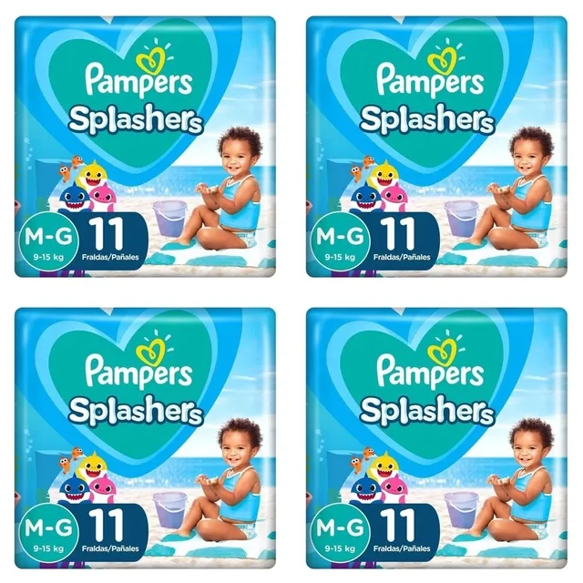 Kit 4 Fraldas Pampers Splashers M/G c/11 Unidades cada