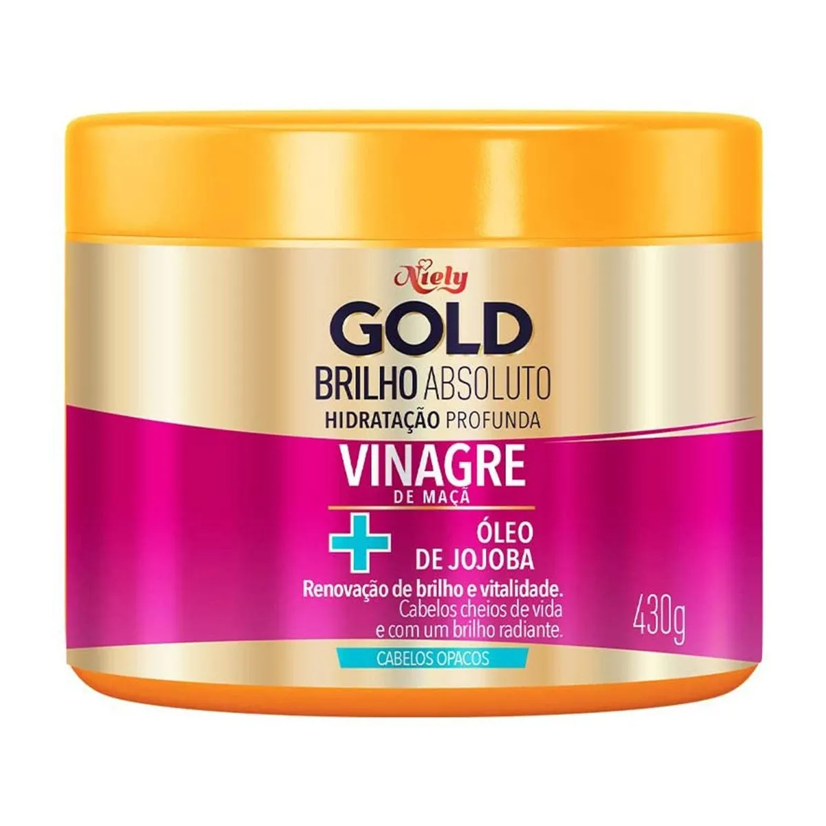Máscara de Hidratação Brilho Absoluto Vinagre de Maçã com Óleo de Jojoba 430g Niely Gold