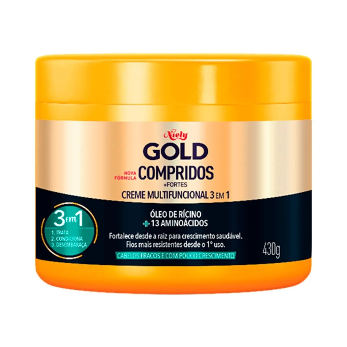 Máscara Niely Gold Hidratação Profunda Compridos + Fortes 430g
