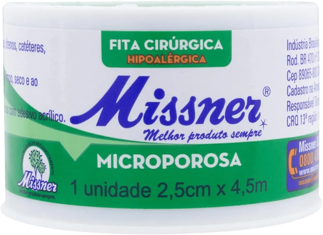 Missner Fita Cirúrgica Microporosa Hipoalérgica 2.5cm X 4.5m