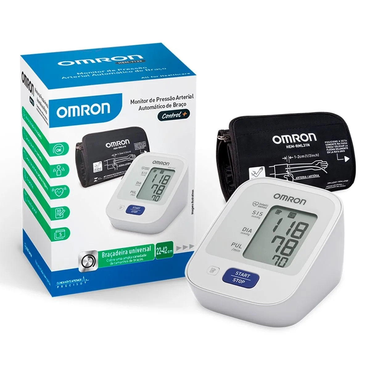Monitor De Pressão Arterial De Braço Control+ Hem-7122