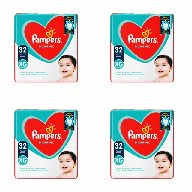 Kit 4 Fraldas Pampers Ss Xg 32 Unidades cada