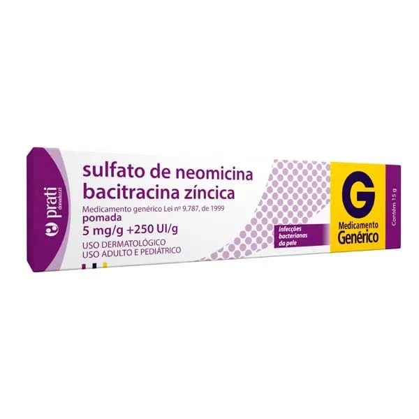 Neomicina + Bacitracina Pomada Dermatológica Genérico Prati-Donaduzzi 15g