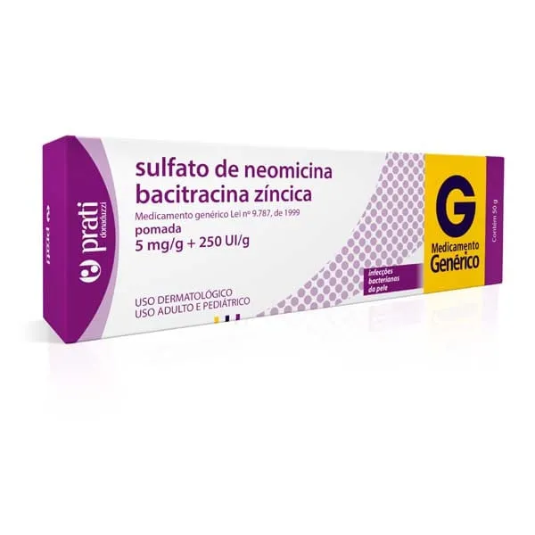 Neomicina + Bacitracina Pomada Dermatológica Genérico Prati-Donaduzzi 50g