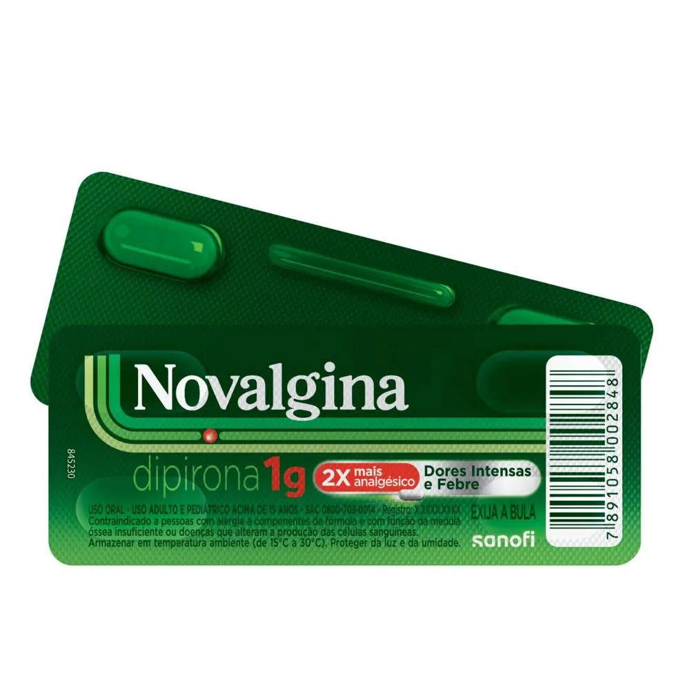 Novalgina Dipirona 1g 4 Comprimidos Blister