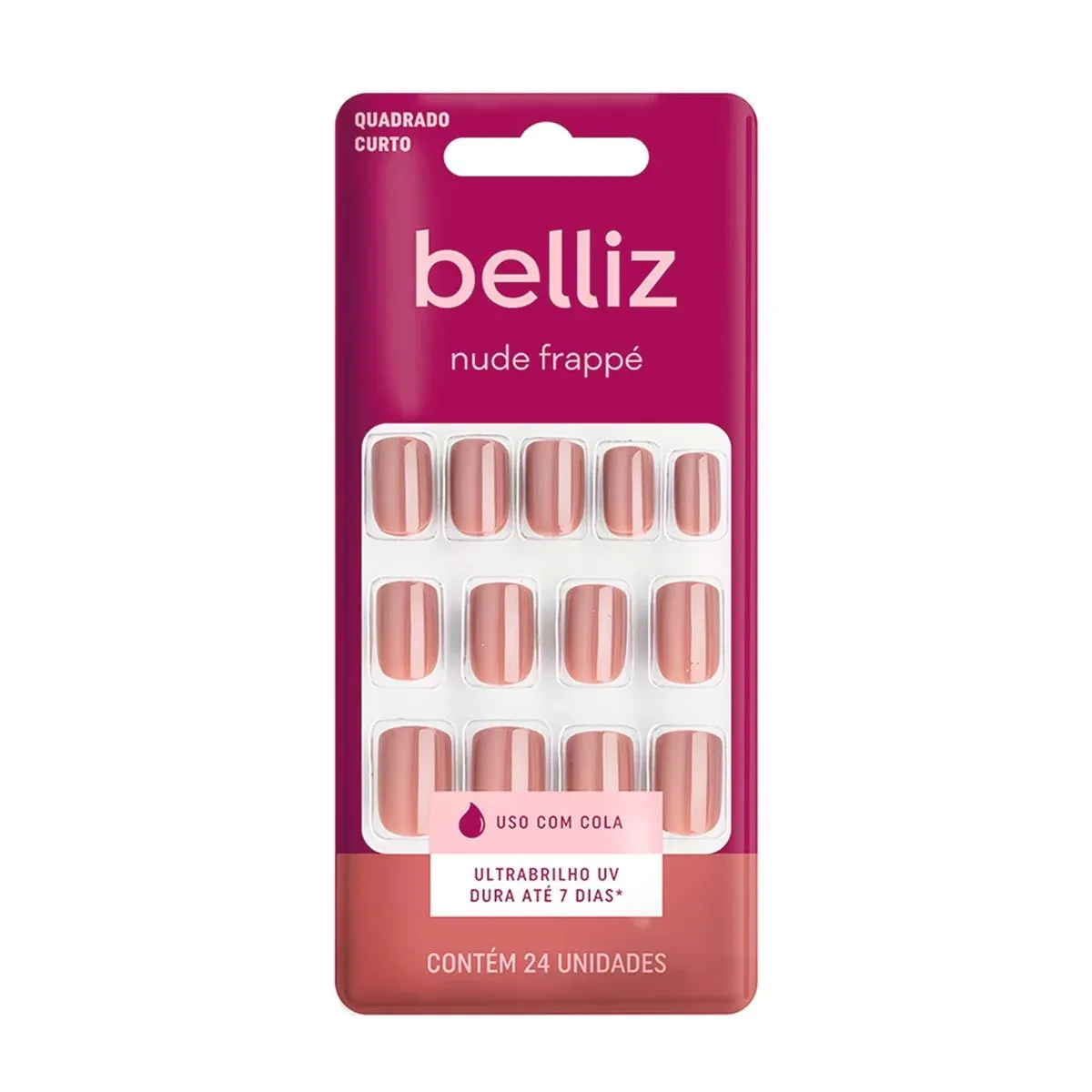 Unhas Postiças Autoadesivas Belliz 24 Unidades Nude Frappé