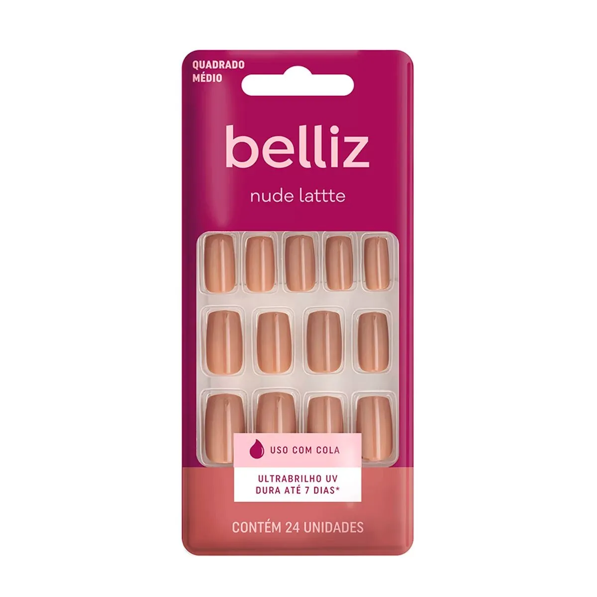 Unhas Postiças Autoadesivas Belliz 24 Unidades Nude Latte