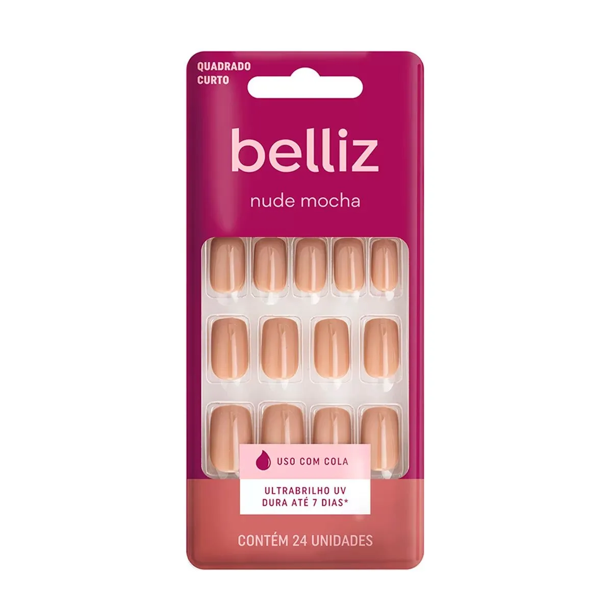 Unhas Postiças Autoadesivas Belliz 24 Unidades Nude Mocha