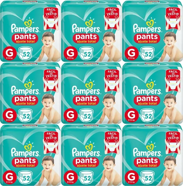 Kit 9 Fraldas Pampers Pants G c/ 52 Unidades cada