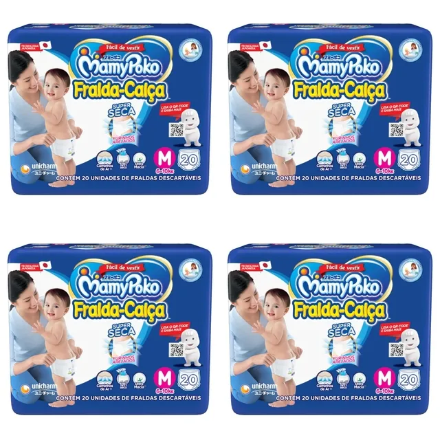 Kit 4 Fraldas Calça Mamypoko M 20 Unidades cada