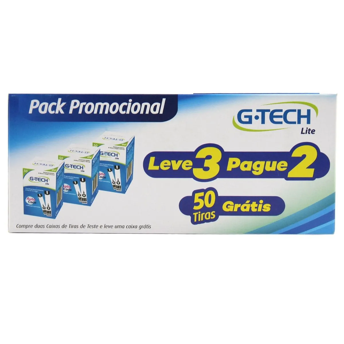 Pack Promocional Tiras de Teste Lite Auto Code 3 Caixas com 50 unidades cada G-Tech
